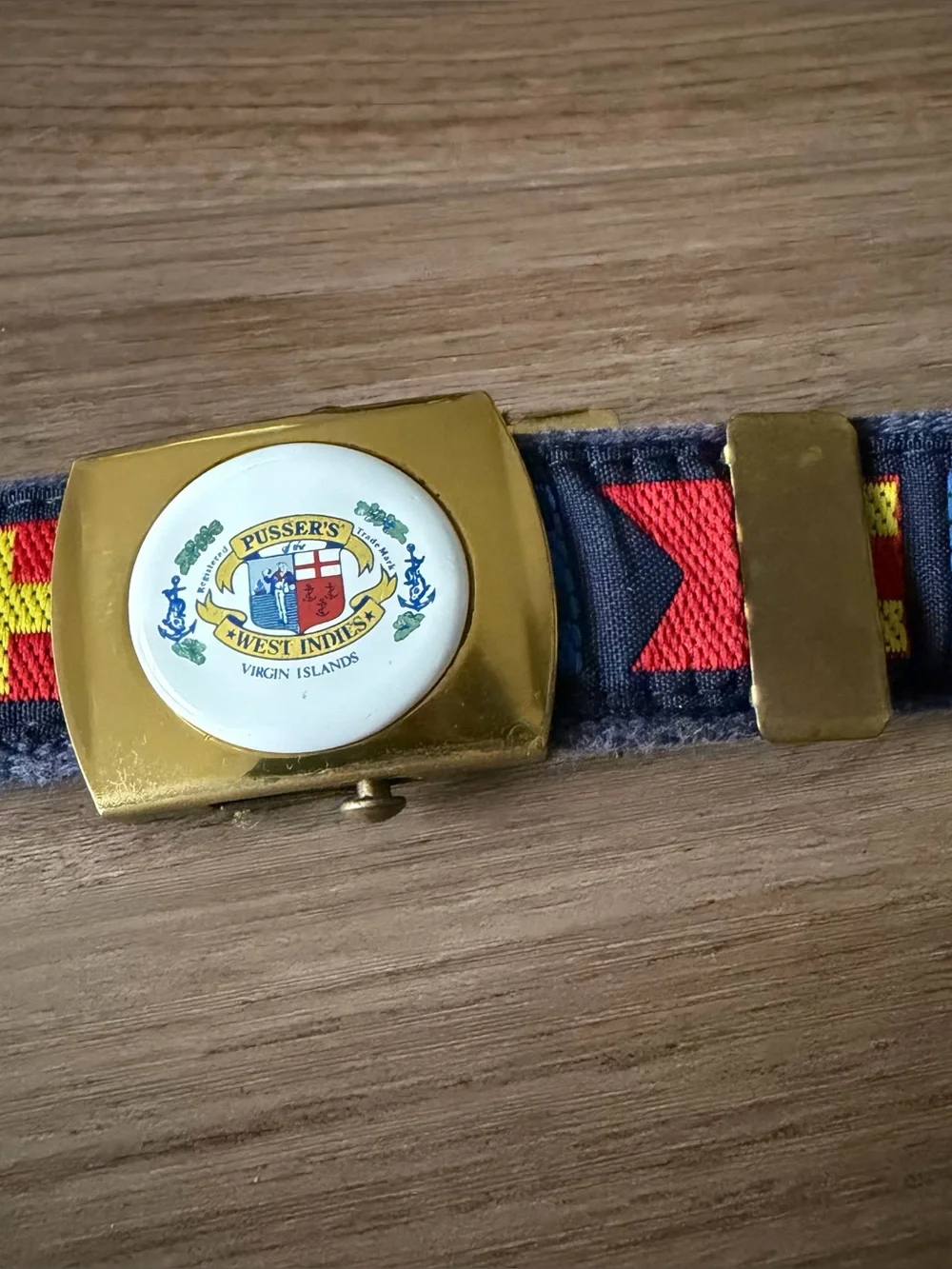 Vintage Pusser’s West Indies Made in USA Nautical Flag Belt